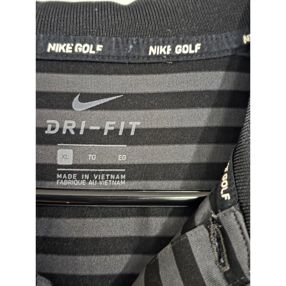 Nike Golf Dri-FIT Polo Shirt Mens XL Black Grey Striped Short Sleeve 891853-010 - Picture 3 of 8